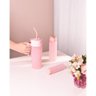 Kit 1 Caneca com 2 Garrafas Squeeze de Plástico Rosa - 9