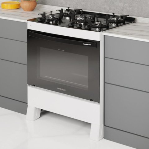 Fogão 5 Bocas a Gás Bivolt Premium Glass Realce Cr230 Branco