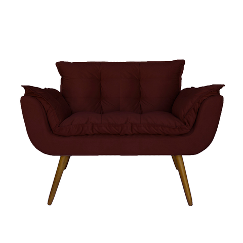 Namoradeira Poltrona Sofá 2 Lugares Sala de Estar Opala Suede Vermelho Bordo - LM DECOR