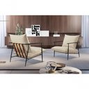 Ver imagem 5 de Poltrona Agatha Luxo Metal Industrial Castellar Móbile Linho Bege Claro