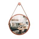 Ver imagem 2 de Espelho Redondo Decorativo Suspenso com Alça 30cm + Suporte Cobre Alça Caramelo
