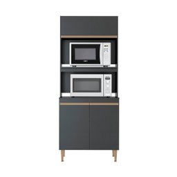 Armário Cozinha para Forno e Microondas Sabrina 80 Cm Mdp Preto Texturizado 0453 - Menu - 1