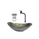 Ver imagem 2 de Cuba de Vidro Oval 47cm Ouro + Valvula + Torneira Preta