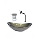 Ver imagem 1 de Cuba de Vidro Oval 47cm Ouro + Valvula + Torneira Preta