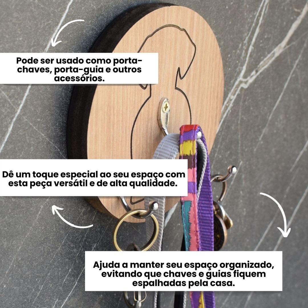 Porta-guia Pet Chaveiro Organizador Coleiras 3in1 Mdf - 3