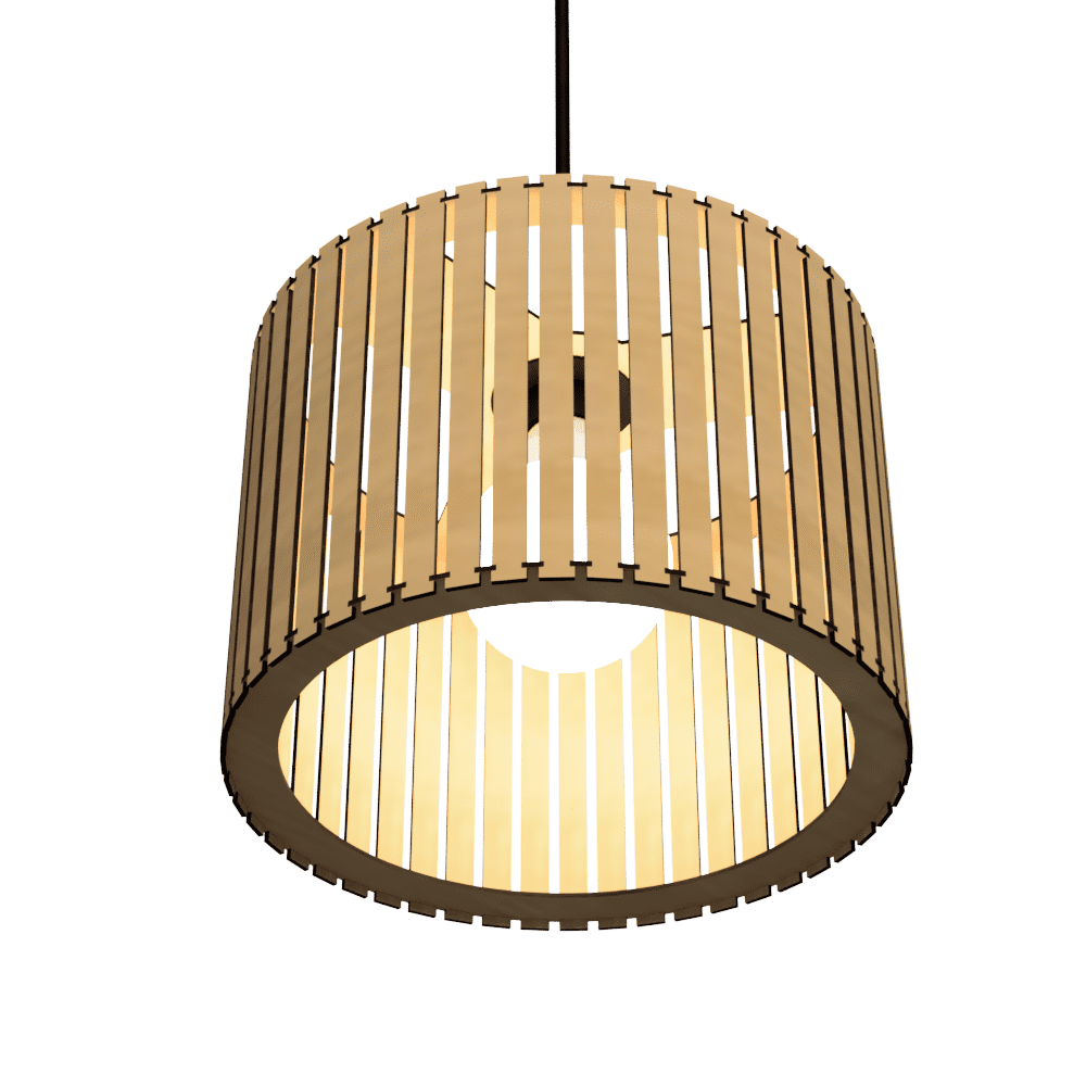 Luminária Pendente Sirius Modelo Ripado -:MDF CRU - 1