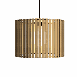 Luminária Pendente Sirius Modelo Ripado -:MDF CRU - 3