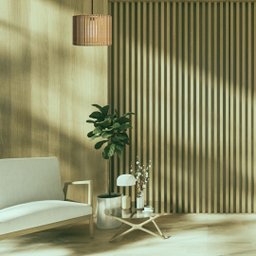 Luminária Pendente Sirius Modelo Ripado -:MDF CRU - 5