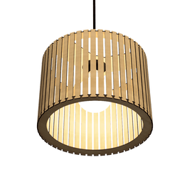 Luminária Pendente Sirius Modelo Ripado -:MDF CRU - 4