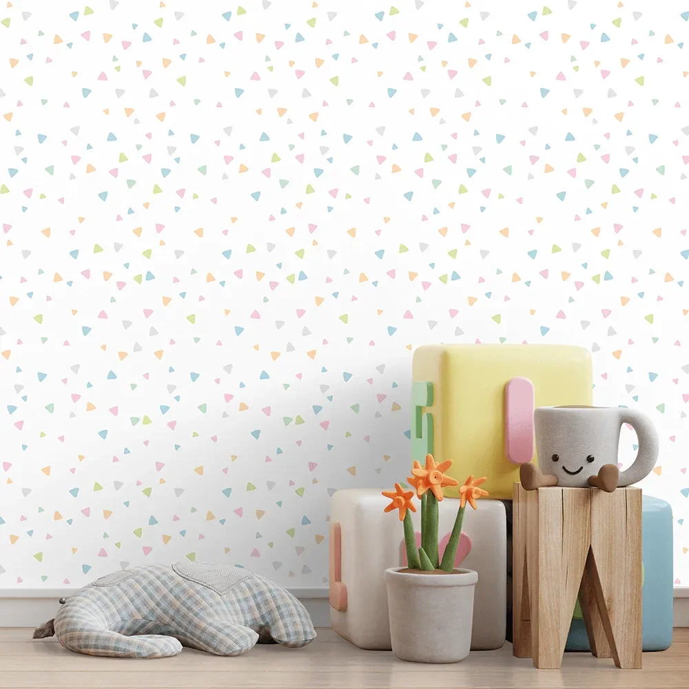 Papel de Parede Adesivo Triângulos Coloridos Lavável Fosco 3m