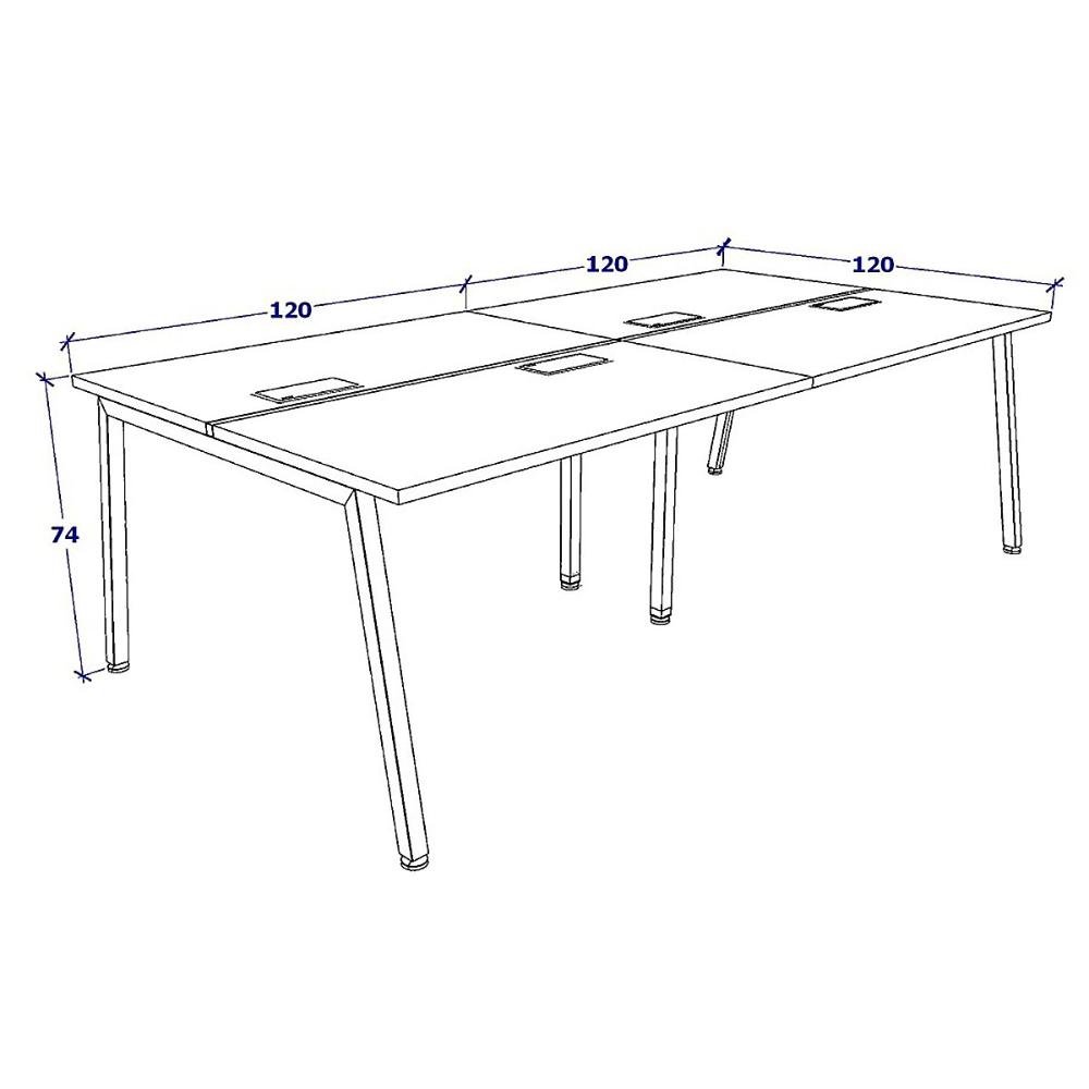 Plataforma C/ 2 Gav. Divisória 4 Pessoas Pé Cav Mac B 2,40m Cor:macadâmia com Branco - 3