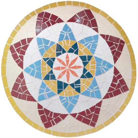 Mandala Indiana I Piso Mosaico Ceramico 80cm