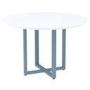 Ver imagem 1 de Mesa de Reunião Redonda P25 Pandin 110 Cm (largura) Tampo Mdp Branco Pé Aço Tubular Azul Dali
