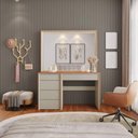 Ver imagem 4 de Camarim Prime 5 Gavetas com Espelho LED MDF Off White Mavaular Móveis 135cm