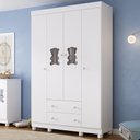Ver imagem 1 de Guarda-roupa Infantil 122cm com Vidro 4 Portas e 2 Gavetas Fofura Multimóveis Mp4483 Branco