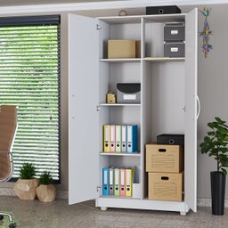 Armário Multiuso Escritório 2 Portas 158x90cm Organizador:branco - 1 Armário Multiuso Escritório 2 Portas 158x90cm Organizador:branco - 1