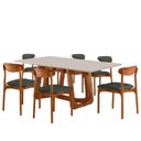 Ver imagem 2 de Conjunto Sala de Jantar Mesa Madeira Maciça Genova 6 Cadeiras Monaco Marrom/Jade/Cinamomo Imbuia/Off