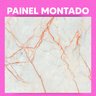 Papel de Parede Painel 3D Mármore Carrara fio Laranja 3M Auto Colante Lavável Revestimento - 3