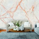 Ver imagem 1 de Papel de Parede Painel 3D Mármore Carrara fio Laranja 3M Auto Colante Lavável Revestimento