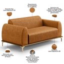 Ver imagem 4 de Kit Sofá 3 Lugares 180cm com Poltrona Molino Base Castanho Pés D'ouro D02 Couríssimo Whisky B-90