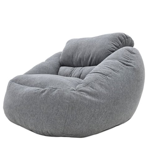 Poltrona Núcleo Elegante e Luxuosa Enchimento Pérolas 3mm Pufe Macio Cinza Claro