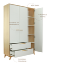 Ver mais imagens de Guarda Roupa Infantil 3 Portas 2 Gavetas Quater Linha Petit Branco com Carvalho Malva