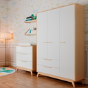 Ver imagem 2 de Guarda Roupa Infantil 3 Portas 2 Gavetas Quater Linha Petit Branco com Carvalho Malva