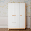 Ver imagem 1 de Guarda Roupa Infantil 3 Portas 2 Gavetas Quater Linha Petit Branco com Carvalho Malva