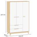 Ver imagem 5 de Guarda Roupa Infantil 3 Portas 2 Gavetas Quater Linha Petit Branco com Carvalho Malva