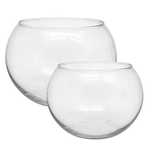 Jogo 2 Vasos Tipo Aquário Vidro Redondo Decoração e Terrários 4,5 e 2 Litros
