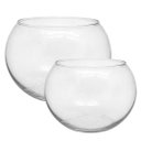 Ver imagem 1 de Jogo 2 Vasos Tipo Aquário Vidro Redondo Decoração e Terrários 4,5 e 2 Litros