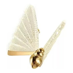 Luminária Borboleta Pendente Led Dourado Acrílico Branco Quente Cabeceira Quarto Sala
