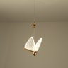 Luminária Borboleta Pendente Led Dourado Acrílico Branco Quente Cabeceira Quarto Sala - 4