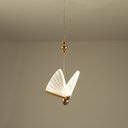 Ver imagem 4 de Luminária Borboleta Pendente Led Dourado Acrílico Branco Quente Cabeceira Quarto Sala