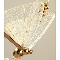 Luminária Borboleta Pendente Led Dourado Acrílico Branco Quente Cabeceira Quarto Sala - 3