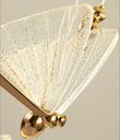 Ver imagem 3 de Luminária Borboleta Pendente Led Dourado Acrílico Branco Quente Cabeceira Quarto Sala