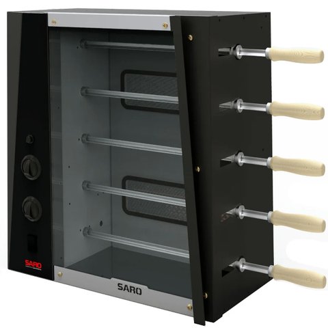 Churrasqueira Rotativa Elétrica 127V Saro de 5 Espetos com Acendedor Automático