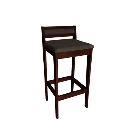 Banqueta Baixa 70cm para Bancada Assento Estofado em Linho Cecilia:imbuia com Linho Marrom