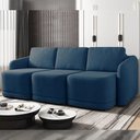 Ver imagem 1 de Sofá Cama Modulado Retrátil e Reclinável Decorativo Varsóvia 276cm Veludo Azul Marinho G33 - Gran Be