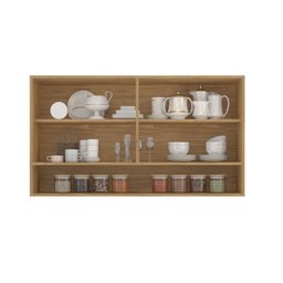 Armário Aéreo de Cozinha 120cm 2 Portas em Vidro Fumê 1 Nicho MDF Porto Itatiaia - 4