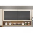 Ver imagem 1 de Armário Aéreo de Cozinha 120cm 2 Portas em Vidro Fumê 1 Nicho MDF Porto Itatiaia