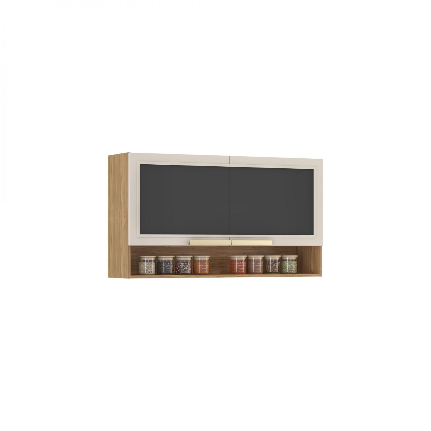 Armário Aéreo de Cozinha 120cm 2 Portas em Vidro Fumê 1 Nicho MDF Porto Itatiaia - 7