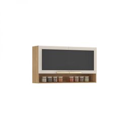 Armário Aéreo de Cozinha 120cm 2 Portas em Vidro Fumê 1 Nicho MDF Porto Itatiaia - 3