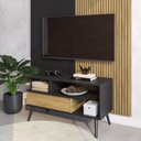 Ver imagem 5 de Rack Retrô para TV até 55 Polegadas MDF 90cm Pés em Madeira Maciça Aparador com Porta Nicho Pratelei
