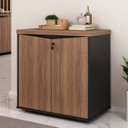 Ver imagem 2 de Balcão para Escritório 74cm 2 Portas Rayly Nogal/preto A06 - Mpozenato