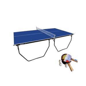 Mesa de Ping Pong com Rodas, Suporte e Rede Mdf 15mm Klopf 1009 + Kit Raquetes e Bolinhas 5055