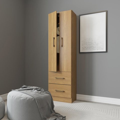 Guarda Roupa Solteiro 47x172cm MDP Carvalho 8012 Prime