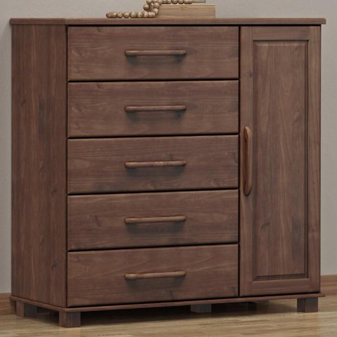 Cômoda Sapateira para Quarto Closet 5 Gavetas 1 Porta Zahav F06 Café - Lyam Decor