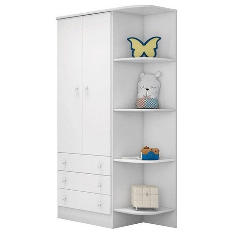 Guarda Roupas Infantil 2 portas 3 Gavetas Branco / Branco 825 Qmovi