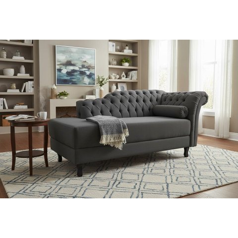 Recamier Decorativo Divã Styllus Lado Esquerdo Suede Cinza